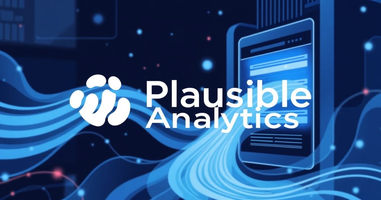 Illustration of a server rack with Plausible Analytics logo, representing self-hosting web analytics on a virtual private server.