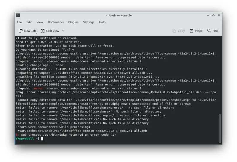 Debian 12 APT Error: Fixing "Unpacking of Archive Failed on File"