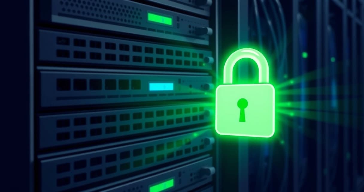 Illustration of a server rack with a padlock icon, representing secure certificate management and preventing rate limits.