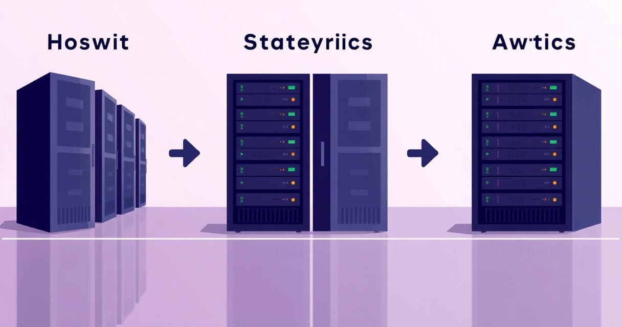 Illustration showing two distinct server racks, one representing shared hosting with multiple small partitions and the other a VPS with a dedicated section, symbolizing choice and decision-making.