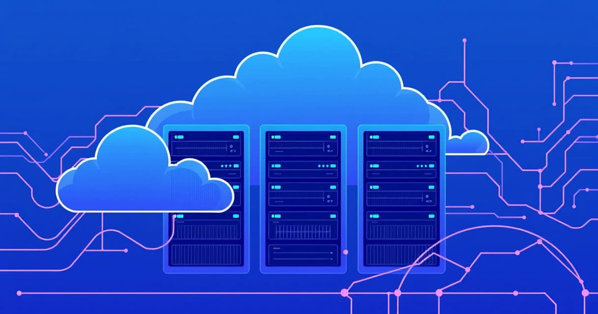 Abstract digital representation of server infrastructure with data flow, symbolizing WordPress performance and hosting choices